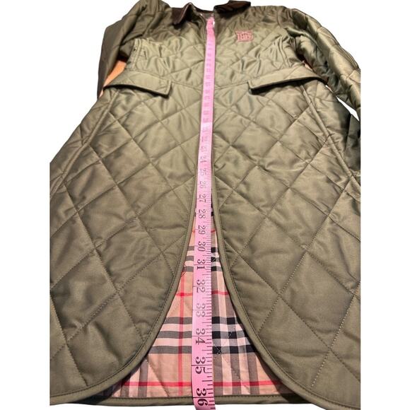 Burberry Ongar Monogram Motif Long Quilted Riding Coat Nova Check Lining XS Prep - Picture 7 of 16